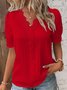 V Neck Plain Lace Elegant Blouse