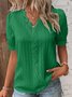 V Neck Plain Lace Elegant Blouse