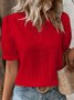 V Neck Plain Lace Elegant Blouse