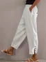 Women's Elastic Waist T-Line Turnip Pants Holiday Going Out Pants Linen Buttoned Cotton Plain Spring/Fall Pants