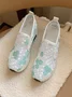 Floral Embroidery Breathable Platform Loafer Sheer Mesh Sneakers Hollow Out Tulle Comfortable Slip-On 