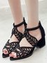 Ladies Elegant Wedding Shoes Cutout Open Toe Block Heel Sandals 