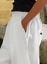 Women's Elastic Waist T-Line Turnip Pants Holiday Going Out Pants Linen Buttoned Cotton Plain Spring/Fall Pants