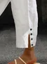 Women's Elastic Waist T-Line Turnip Pants Holiday Going Out Pants Linen Buttoned Cotton Plain Spring/Fall Pants