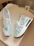 Floral Embroidery Breathable Platform Loafer Sheer Mesh Sneakers Hollow Out Tulle Comfortable Slip-On 