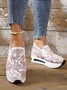 Floral Embroidery Breathable Platform Loafer Sheer Mesh Sneakers Hollow Out Tulle Comfortable Slip-On 