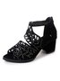 Ladies Elegant Wedding Shoes Cutout Open Toe Block Heel Sandals 