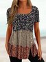 Disty Floral Square Neck Casual Shirt