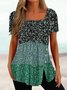 Disty Floral Square Neck Casual Shirt