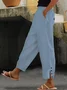 Women's Elastic Waist T-Line Turnip Pants Holiday Going Out Pants Linen Buttoned Cotton Plain Spring/Fall Pants