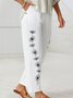 Women's Loose Casual Baggy Linen & Cotton Daisy Floral Pant 