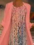 Round Neck Loose Floral Print Resort Sets Maxi Dress