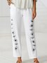 Women's Loose Casual Baggy Linen & Cotton Daisy Floral Pant 