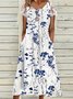 Women's Floral Short Sleeve Summer Lace Dress Crew Neck Daily Casual Maxi A-Line Dress