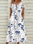 Women's Floral Short Sleeve Summer Lace Dress Crew Neck Daily Casual Maxi A-Line Dress