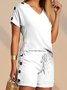V Neck Casual Two-Piece Set