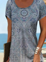 Loose Crew Neck Vacation Dress With