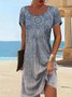Loose Crew Neck Vacation Dress With