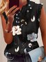 Lotus Leaf Collar Floral Casual Shirt