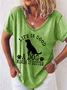 Women Animal Short Sleeve Tee T-shirt V Neck Casual Summer Top