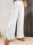 Women's Trousers Elastic Waist Straight Pants Daily Going Out Casual Buckle Plain All Season Pants