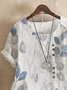 Crew Neck Cotton And Linen Linen Loose Shirt