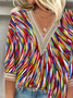 Loose Casual V Neck Ombre Blouse