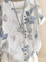 Crew Neck Cotton And Linen Linen Loose Shirt