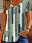 V Neck Casual Striped Shirt
