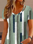 V Neck Casual Striped Shirt