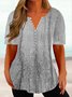 Plus Size V Neck Loose Casual Shirt