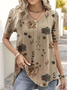 Plus Size Floral Loose Jersey Casual T-Shirt