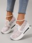 Floral Embroidery Breathable Platform Loafer Sheer Mesh Sneakers Hollow Out Tulle Comfortable Slip-On 