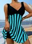 Striped Casual Printing Swim Dress