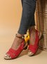 Solid Color Vintage Casual Chunky Heel Sandals