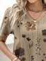 Plus Size Floral Loose Jersey Casual T-Shirt