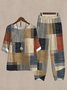 Loose Casual Geometric V Neck Two-Piece Set