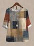 Loose Casual Geometric V Neck Two-Piece Set
