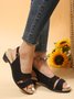 Solid Color Vintage Casual Chunky Heel Sandals