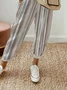 Women's Elastic Waist H-Line Straight Pants Daily Going Out Pants Casual Pocket Stitching Striped All Season Pants