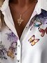 Butterfly Loose Shirt Collar Casual Blouse