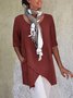 Linen Crew Neck Half Sleeve Solid Shirt & Blouses