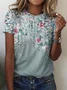 Women's Short Sleeve Tee T-shirt Summer Floral Crew Neck Casual Top