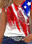 Women America Flag Short Sleeve Blouse Summer V Neck Daily Casual Top