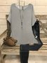 JFN Round Neck Solid Casual Blouse