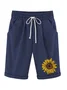 Women Sunflower Shorts Wide Leg Pants Casual Summer Shorts