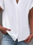 Women's Short Sleeve Shirt Summer Plain Stand Collar Daily Going Out Casual Top