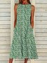 Ditsy Floral JFN Boatneck  Sleeveless Casual Midi Dresses