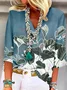 Floral Casual V Neck Blouse