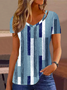 V Neck Casual Striped Shirt